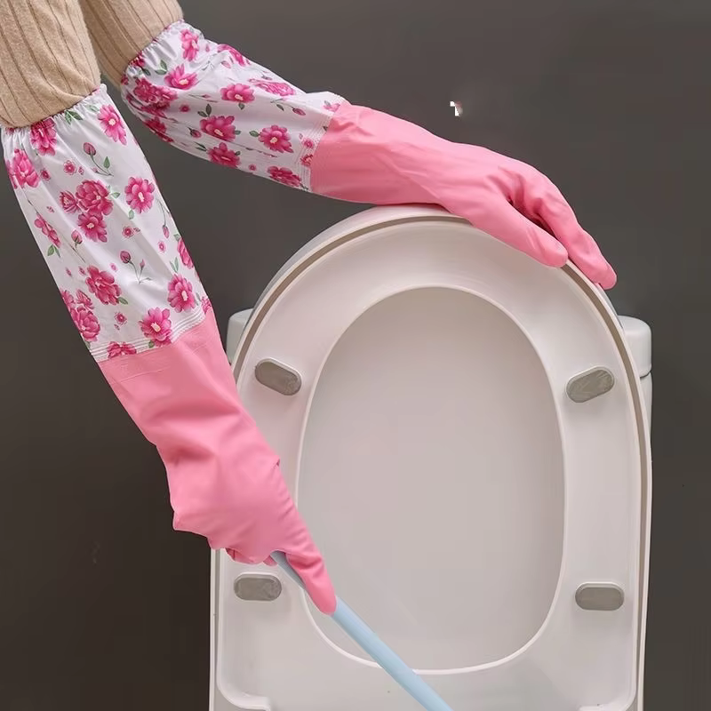 H0d79f4c3662948b0972ac9a1a32c9624R (২ জোড়া) Long silicon hand gloves